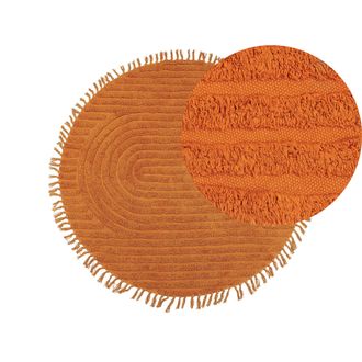 Beliani Beliani - Alfombra De Algod&oacute;n Naranja 140 Cm Flecos Sala De Estar Dormitorio Halfeti