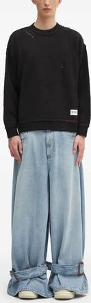 Neighborhood Maglione girocollo con effetto vissuto - Nero