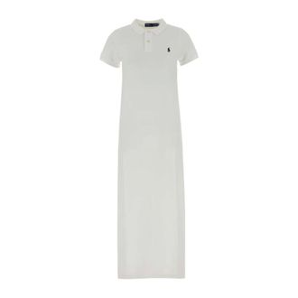 Polo Ralph Lauren Maxi Dresses, female, White, Size: XS Cotton Piqu&eacute; Polo Shirt Dress