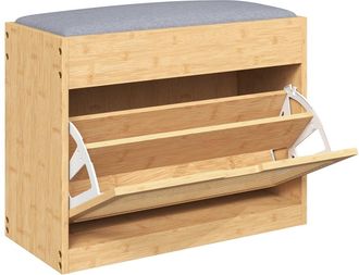 HOMCOM Banco zapatero 63x29x48 cm madera natural