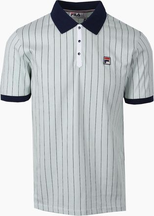 Fila Mens FILA BB1 VINTAGE STRIPED POLO SURF SPRAY/NAVY/WHITE - Surf Spray Navy White - Size: 40