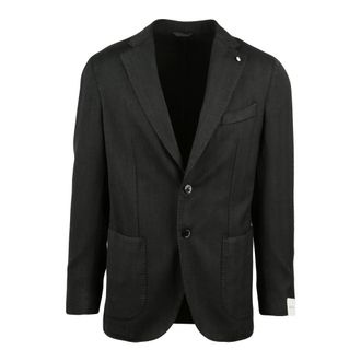 L.B.M. 1911 L.b.m. 1911, Jassen, Heren, Grijs, L, Leer, Getailleerde blazer