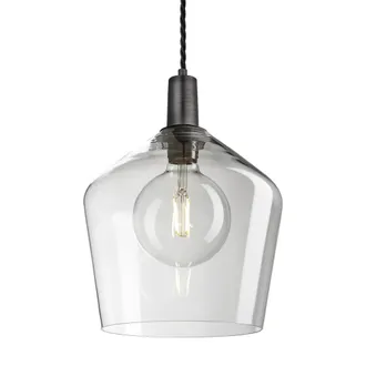 Industville Sleek Clear Glass Schoolhouse Pendant - 10 Inch in Dark Grey | Size: 10 inches
