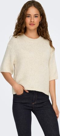 Jacqueline de Yong Strickpullover JDY JDYLINEA S/S PULLOVER O-NECK KNT NOOS, Damen, Gr. XL, birch, Strick, Obermaterial: 80% Polyacryl, 20% Polyester, unifarben, normal,
