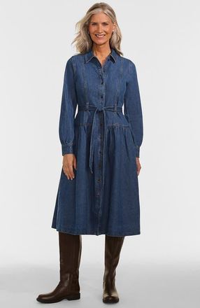 Lands End Soft Denim Midi Shirt Dress in Indigo Tide Blue at Nordstrom, Size X-Small P
