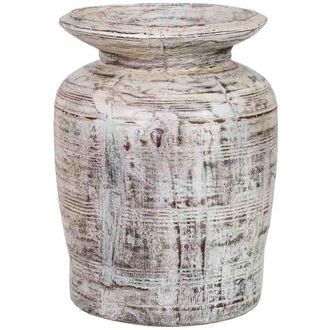 Wanderlust Deco Jarr&oacute;n De Madera Gris Ceniza Pintado A Mano 25x25x38 Cm