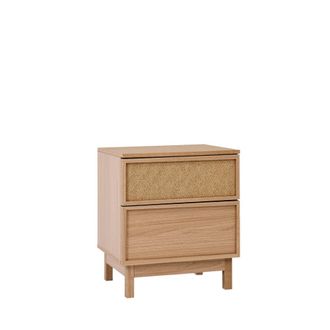 Klast Mesita de noche 2 cajones efecto madera natural 48x55 cm