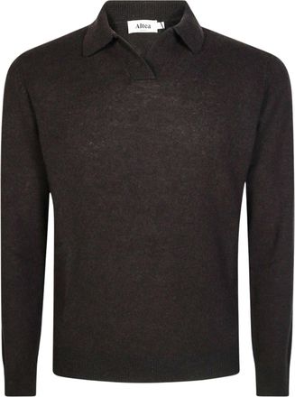 Altea Virgin Wool Cashmere-Blend Long-Sleeve Knit Polo Shirt