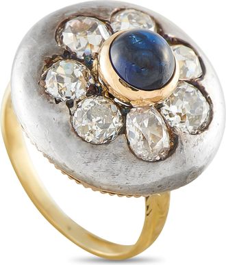 Luxury Bazaar Antique 14K Yellow Gold 2.20ct Diamond and Sapphire Ring MF28-050126