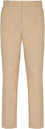 Balmain Rechte pijp op maat gemaakte canvas broek - Heren - Straight fit broeken - Beige - M - Katoen - Broeken