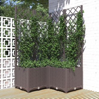 vidaXL Jardinera Con Enrejado Pp Marr&oacute;n 80x80x136 Cm Vidaxl