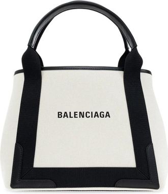 Balenciaga Navy Small Cabas Bag - Dames - Handtassen - Beige - ONE Size - Katoen - Tassen