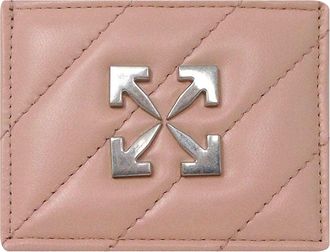 Off-white Jackhammer Logo Leren Kaarthouder (Roze)