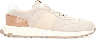 Tod's Mens Suede Sneakers With Leather Inserts Sand Calf Trainers