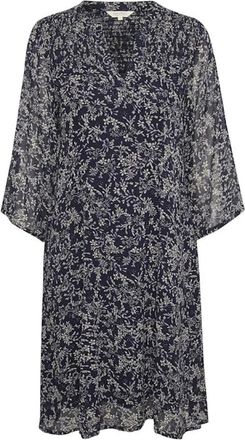 Part Two Marineblauw Jurkje met Patroon - Dames - Casual kleedjes - Blauw - XL - Kleedjes