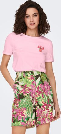 Only T-Shirt ONLY ONLKITA S/S DRINKS TOP BOX JRS, Damen, Gr. XL, romance rose print:dacey dream back, Jersey, Obermaterial: 100% Baumwolle, bedruckt, regul