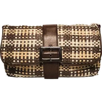 Think Royln Socialite Shoulder Bag in Espresso/Dune Plaid Raffia at Nordstrom