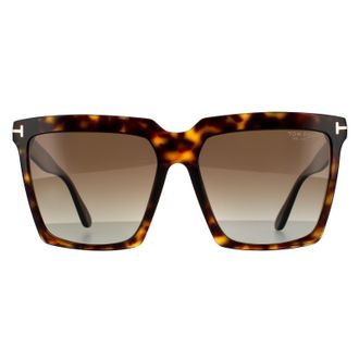 Tom Ford Square Womens Dark Havana Brown Sabrina 02 FT0764 - One Size