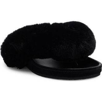 Jeffrey Campbell Delulu Faux Fur Flip Flop in Black Combo at Nordstrom, Size 5.5