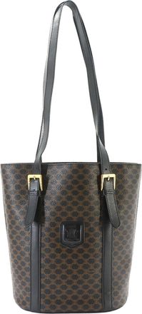 Celine Macadam Black Brown Pvc Leather Handbag Tote Bag (Pre-Owned)