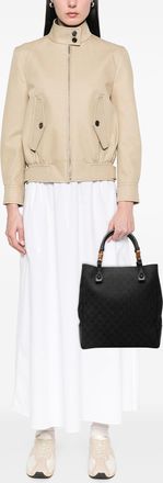 Gucci Womens Pre-owned Gg Canvas Bamboo Tote - Black Textile - One Size