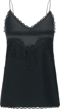 Riani Viscose en zijden top met kanten rand - Dames - Tops zonder mouwen - Zwart - L - Satijn - Tops
