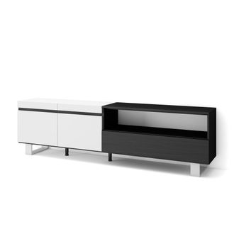 Skraut Home Skraut Home - Mueble Tv, Televisi&oacute;n, Muebles De Sal&oacute;n, Almacenaje, 200x57x35cm, Para Tv Hasta 80, Dise&ntilde;o Industrial, Estilo Moderno, Blanco Y Negro