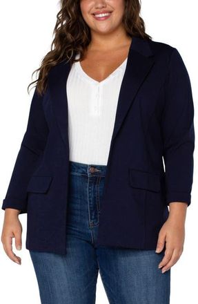 Liverpool Boyfriend Ponte Knit Blazer in Cadet Blue at Nordstrom, Size 1X
