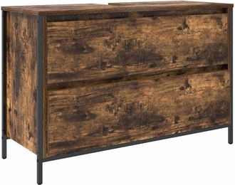 vidaXL Bathroom Basin Cabinet with Drawers Smoked Oak 90x34.5x60 cm Vidaxl