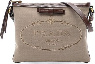 Prada 2000-2025 Canvas Canapa Logo Bow crossbody bag - Marrone