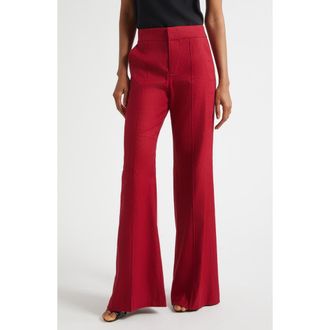 Alice & Olivia Dylan High Waist Wide Leg Linen Blend Pants in Dark Cherry at Nordstrom Rack, Size 14