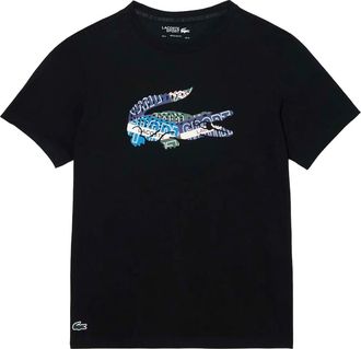 Lacoste Uniseks Katoenen Jersey Sport T-shirt voor volwassenen (Zwart)