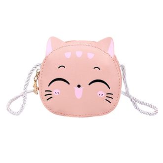 Generic Kids Messenger Bag with Mini Cat Wallet Change Purse Cartoon Design One Shoulder Crossbody Bag for Children (One Size)
