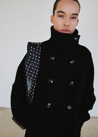 Mango Borsa da spalla ovale borchie nero - Donna - Taglia unica - MANGO