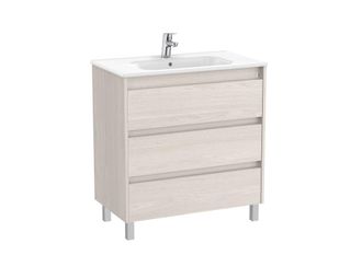 Roca Roca - Pack Unik Mueble De 3 Cajones + Lavabo Tenet Color: Roble City Texturizado - Medidas: 685x460x740 Mm