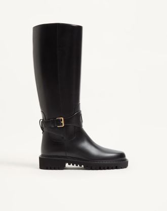 Valentino Garavani Stivale VLogo Signature In Vitello 40Mm Donna NERO 36.5