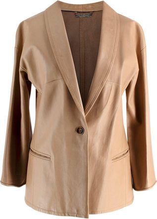 Giorgio Armani Beige Leather Blazer Size S