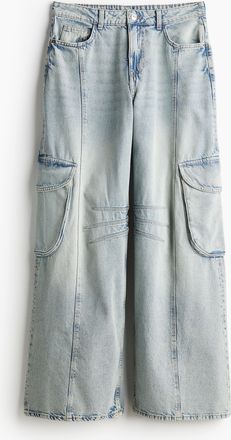 H&M Straight Regular Cargo Jeans - Blue