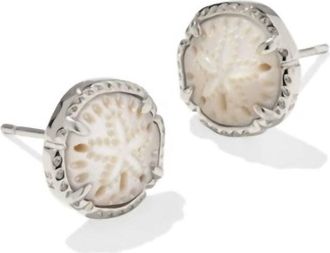 Kendra Scott Womens Sand Dollar Stud Earrings In Gold Natural Mother Of Pearl