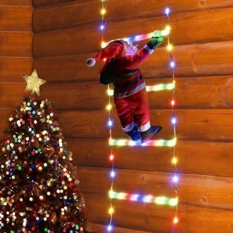 OEM Guirnalda De Luces Navide&ntilde;as El&eacute;ctricas De 1,8 M, Con Escalera De Pap&aacute; Noel, 8 Modos, Resistente Al Agua, Para Decoraci&oacute;n Navide&ntilde;a En Interiores Y Ext