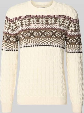 Mc Neal Strickpullover mit gerippten Abschlüssen in Ecru, Größe XXXL