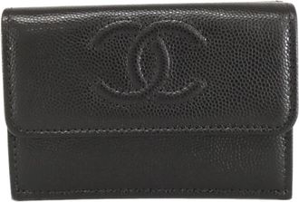 Chanel Black Grained Calfskin Wallet (Tri-Fold) (Pre-Owned)