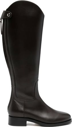 Aeyde zip-fastening leather knee-high boots - women - Lamb Skin/Calf Leather/Rubber - 37 - Brown