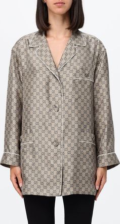 Gucci Camicia stile pigiama in seta con motivo Monogram GG e collo a rever