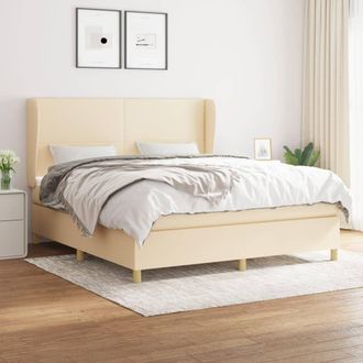 vidaXL Vidaxl - Cama Box Spring Con Colch&oacute;n Tela Color Crema 160x200 Cm