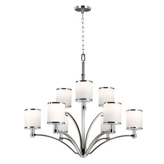 Loops 9 Bulb Chandelier Hanging Pendant LIght Satin Nickel/Chrome LED E27 60W Bulb in Metallics