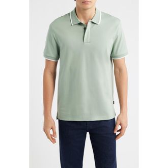 BOSS Parlay Tipped Cotton Polo in Open Green at Nordstrom, Size Xx-Large