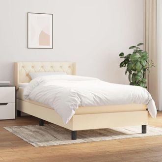 vidaXL Cama Box Spring Con Colch&oacute;n Tela Color Crema 80x200 Cm Vidaxl