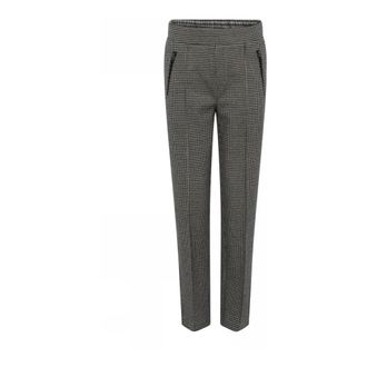 C.Ro Jacquard Broek met Elastische Tailleband en Zijzakken - Dames - Slim Fit Broeken - Groen - M - Broeken