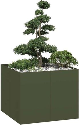 vidaXL Jardinera Acero Verde Oliva 100x100x80 Cm Vidaxl